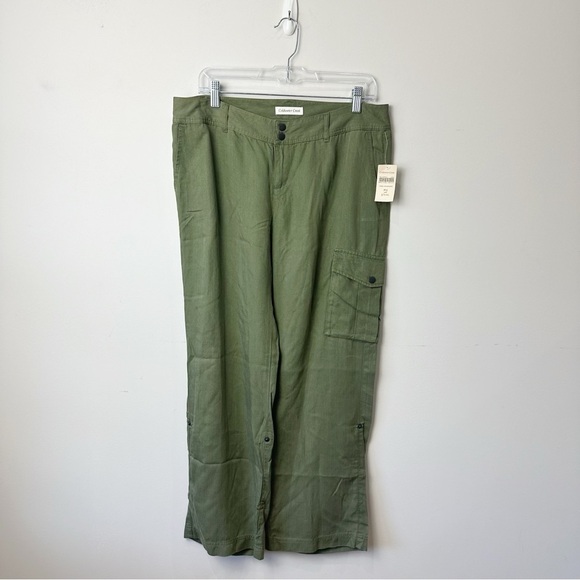 Coldwater Creek Cargo Tencel Pants Green Rollup - Picture 1 of 7